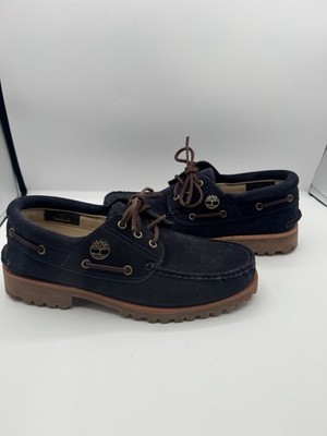 Timberland 3-Eye Lug Handsewn Boat Shoe Men s Blue Suede Lace Up US 10
