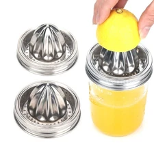 Mason Jar Stainless Steel Juicer Lid (2 Pieces), Citrus Reamer for Wide Mouth...