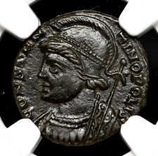 Ciudad conmemorativa. AD 330-333. Æ Follis, CONSTANTINOPLIS, proa de galera, NGC XF