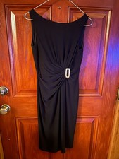 CHAPS Size S  Sheath Dress Black Sleeveless Stretch Knit Knee Length