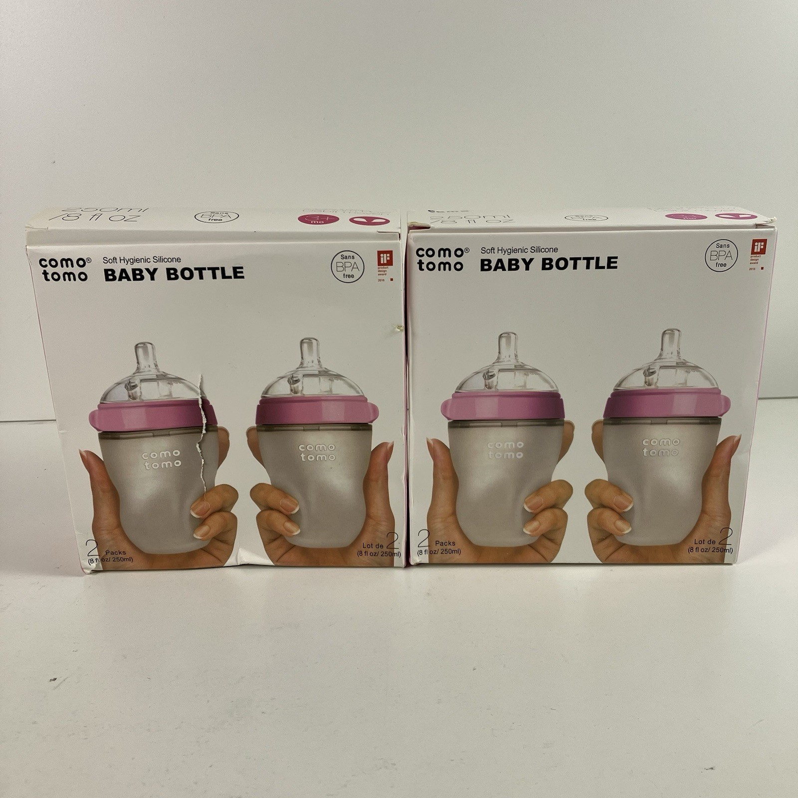 x4 Comotomo Natural Feel 8oz. Bottle Pink