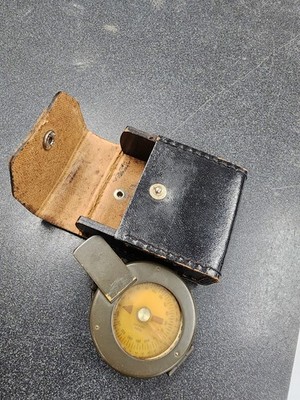 Vintage Pasto Germany Lensatic Metal Compass with Leather Case
