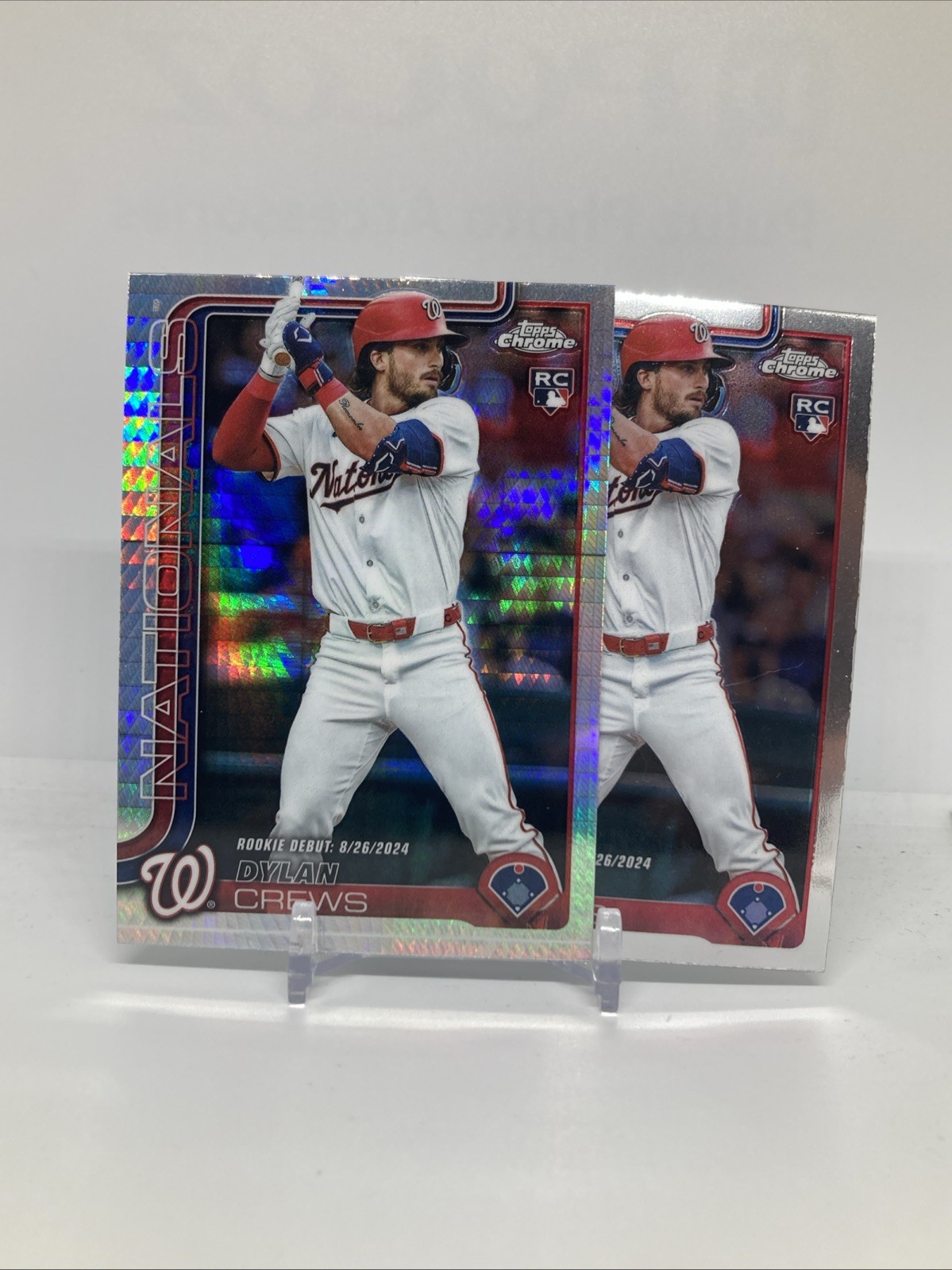 Dylan Crews 2025 Topps Chrome Update Prism Refractor Rookie Debut Base Nationals