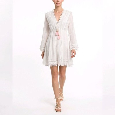 Italy Kleid Exklusives Ibiza Hängerchen aus zartem Stoff Tunika  34 36 38 Weiß