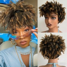 Headband Wig Afro Kinky Curly with Bangs Short Curly Headbands Wigs for Black...