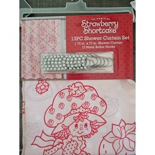 Strawberry Shortcake 13-piece shower curtain set pink and red NWT Adorable