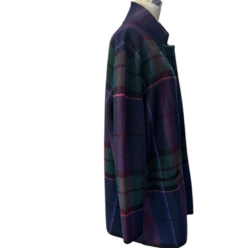 CHAQUETA SUÉTER MERINO A CUADROS FIN DE SEMANA Talbots Cárdigan de lana frente abierto Talla XLP Foto 4 de 4