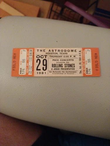 1981 ROLLING STONES CONCERT TICKET STUB, OCT 29 1981, ASTRODOME HOUSTON