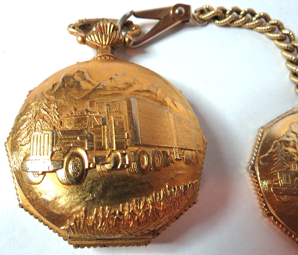 VTG SWISS COLIBRI 17'J POCKET WATCH INCABLOC 16'S HUNTING CASE TRUCK DRIVE & FOB - Image 4 of 4