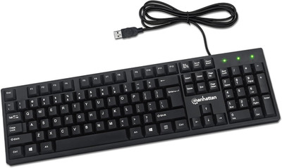Wired Computer Keyboard   Basic Black Keyboard - with 4.5Ft USB-A Cable, 104-Key