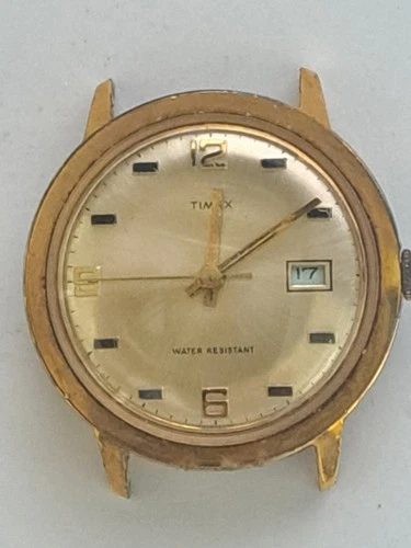Vintage 1971 Timex Marlin Water Resistant Calendar Men Watch Keeps Time