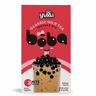 Yulu Foods Instant Boba Classic Milk Tea, Bubble Tea Kit, 3 Drinks