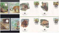 Belize 1983 WWF World Wide Fund Nature Jaguar lot of mint stamps + 4 FDC SA86