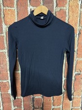 Uniqlo Women  s HEATTECH Ultra Light Turtle Neck Long Sleeve T-Shirt Blue Small
