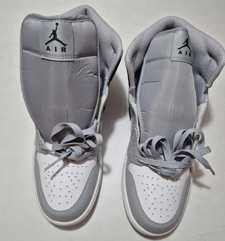 Nike Air Jordan 1 Mid Wolf Cinza Meia-Noite Azul Marinho DQ8426-104 Masculino Tamanho 11 ENVIO RÁPIDO - Imagem 4 de 4