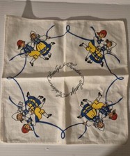 VINTAGE LINEN SWEDISH HANDKERCHIEF DANCING SWEDISH CHILDREN