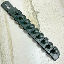 Ernst 3/8" Drive 8" Socket Organizer Rail with 9 Twist Lock Clips - Black