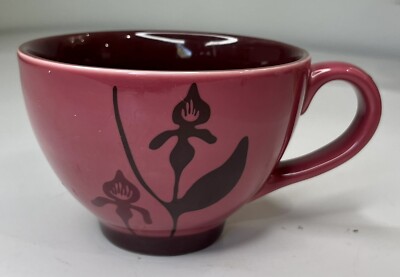 Starbucks 2006 Dark Pink Plum Floral Iris Coffee Teacup Mug 12oz Collectible