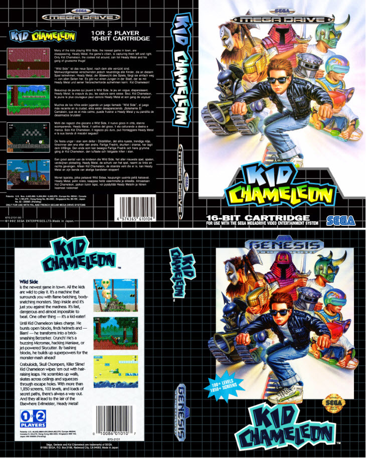 Kid Chameleon Mega Drive NTSC PAL Box Art Case Insert Cover