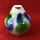 Vase Art Glass Hand Blown Multicolor Swirl Round  5” Tall X 12”
