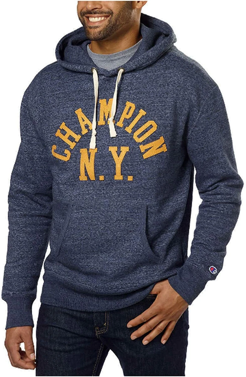 Champion NY Men s Vintage Drawstring Pullover Hoodie NAVY HEATHER