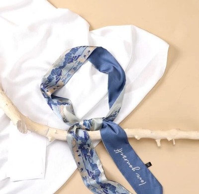 Women and Men Narrow Long Silk Scarf Necktie Ribbon Bow Multi-Functional