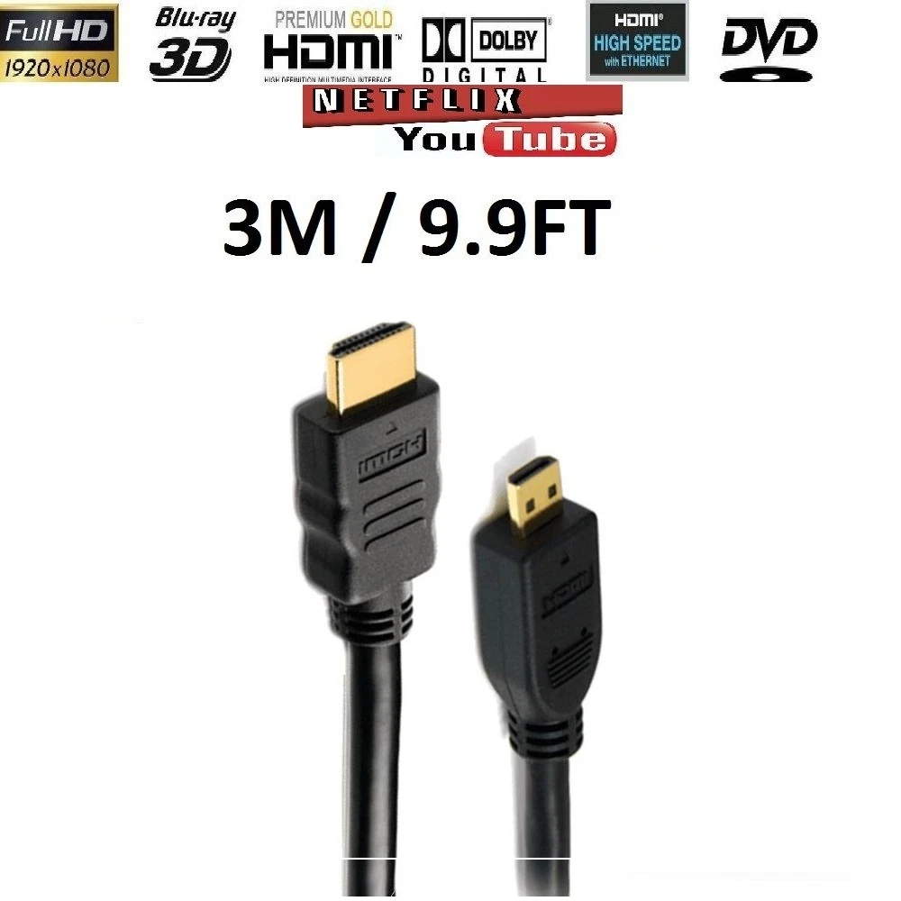 Cavo HDMI Premium 5ft (1,5m) Da HDMI A Micro HDMI Per Tablet Amazon Kindle Fire E Fotocamere