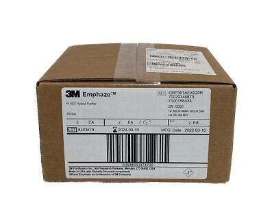 (2/Pk) 3M Emphaze AEX Hybrid Purifier Filter Capsules Luer-Lok EMP301AEX020R