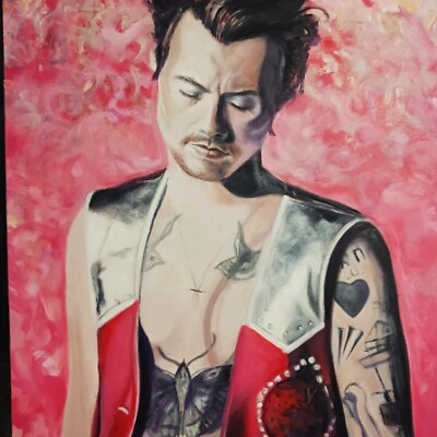 Harry Styles Original Oil Painting On Canvas By Angela Obenhaus