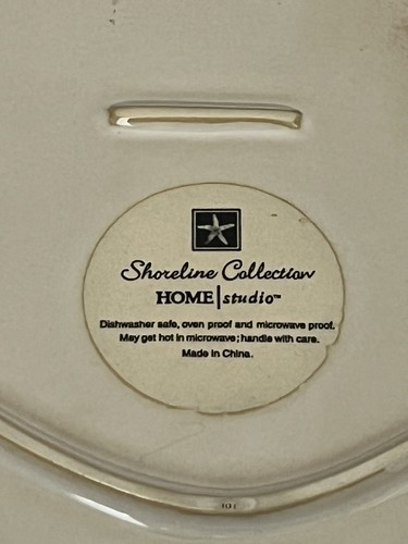 Shoreline Collection Scallop Shell Salad or Dessert Plate Homestudio Blue Trim - Picture 4 of 4