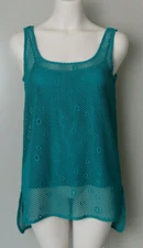 NWT W By Worth New York Deep Tidal Teal Crochet Overlay Top Size 8 MSRP $228