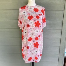ASOS Shift Dress In Poppy Floral Print With Ladder Trim
