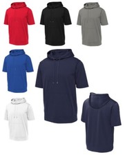 MEN'S WICKING PERFORMANCE, SHORT SLEEVE, PULLOVER, FLEECE HOODIE, POUCH, XS-4XL