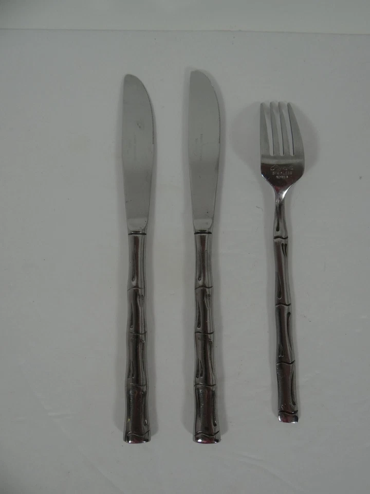 Stanley Roberts Rogers Citadel Bamboo Mixed Lot Knives Fork Made in Korea - Image 3 of 4