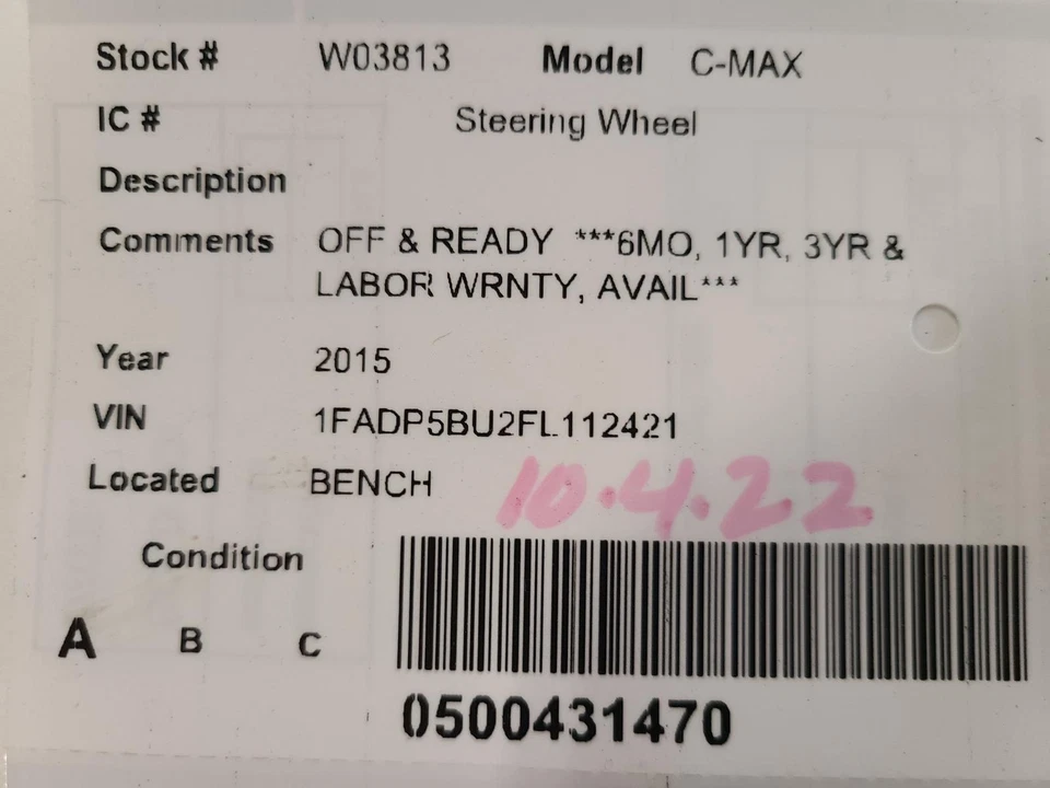 Volante usado se adapta a: Ford C-max 2015 grado A Foto 3 de 4