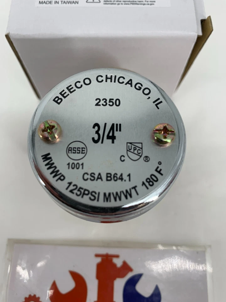 Beeco ASVB.75-B-LL.000 Aspirador Antisifón 3/4" NPT Latón Sin Plomo Foto 4 de 4