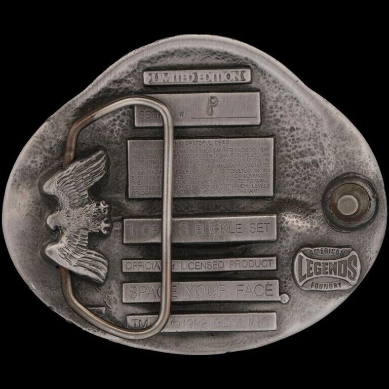 Винтажная пряжка ремня Grateful Dead Syf Gdm Skeleton Roses череп хиппи 1990-е новые из старых запасов - Изображение 3 из 4