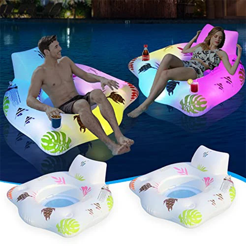 Pool Floats With 2 Cup Holders For Adults Inflatable Lounge Pool Toys Home Summe - Picture 4 of 13