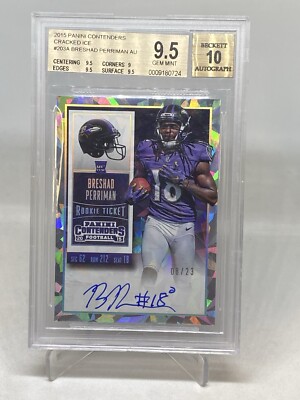 2015 Contenders BRESHAD PERRIMAN RC Rookie Ticket Cracked Ice Auto /23 BGS 9.5