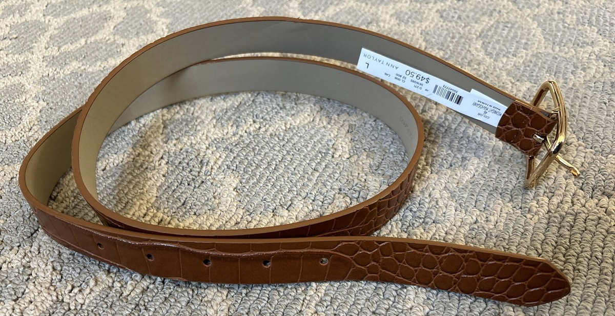 ANN TAYLOR Size XL Brown Mahagony Leaves Leather Belt Ann Taylor Synthetic Leather Midnight Mahogany Women main image 3
