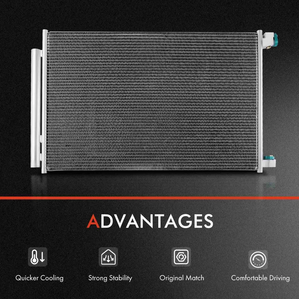 Kit de refrigeración de radiador y condensador de CA para Mercedes-Benz C300 C350e C400 C43 AMG Foto 4 de 4