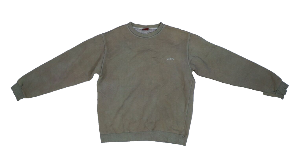 Levis Red Tab Mens Solid Green Long Sleeve Crewneck Sweatshirt L