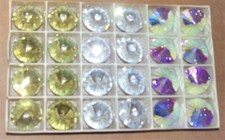 24 RIVOLI SWAROVSKI CRYSTALS SILVER FOILED 18mm 1st QUALITY. AUSTRIA. NEW.