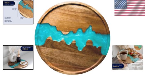 Versatile Round Blue Resin Serving Tray - Ideal for Appetizers, Decor & Gifts - Picture 2 of 9