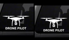 DRONE PILOT - Two 6" White Vinyl decals drone hobbyist car truck window laptop