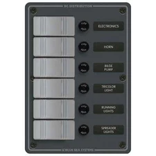 Blue Sea 8053 Power Distribution Panel 12V 24V DC Waterproof 6 Pos Fuse Marine
