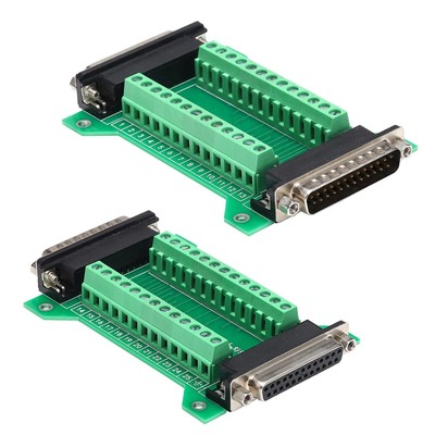 Jienk 2Pcs DB25 Male to Female Terminal Breakout Board, RS232 D-SUB Serial to...