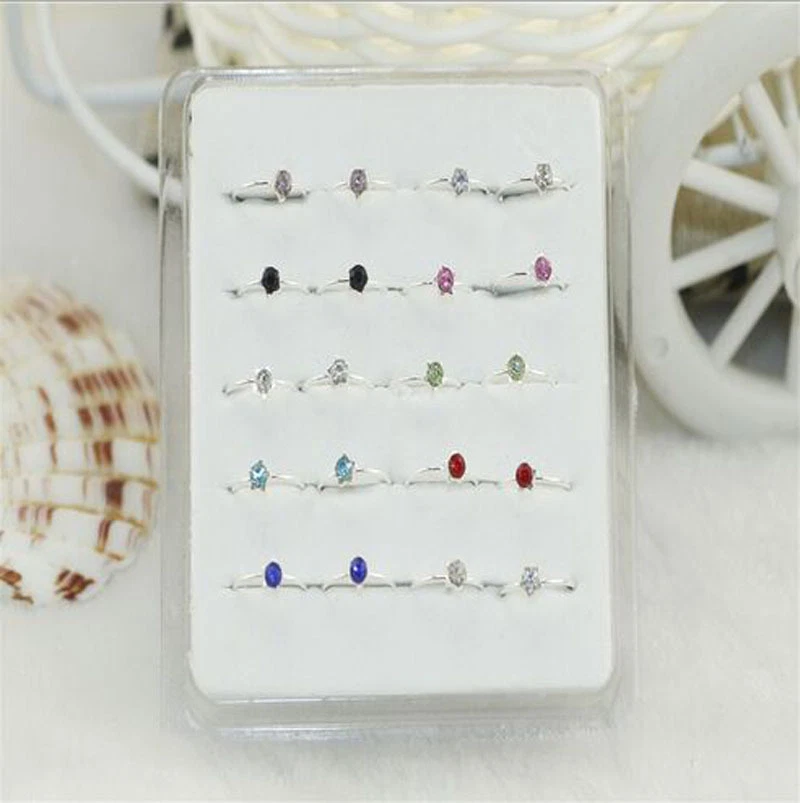 Venta al por mayor 20X Plata de Ley Sólida Mezclada 2MM Cristal Barra Recta Barra Nariz Perno Foto 2 de 4