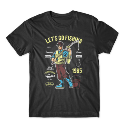 Let's Go Fishing T-Shirt 100% Cotton Premium Tee NEW