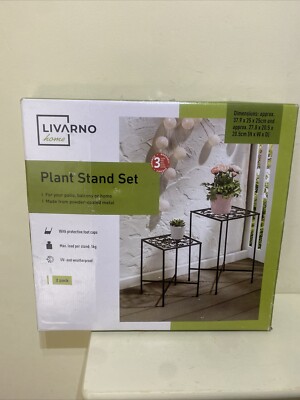 Livarno Home Plant Stand Set - 37.9x25cmx25cm & 27.8x20.5x20.5cm White or  Black | eBay UK